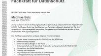 Zertifikat Fachkraft Datenschutz Matthias Betz Zertifikat Fachkraft Datenschutz Matthias Betz